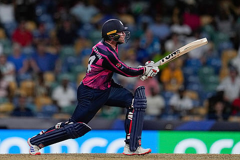 Richie Berrington plays a shot against Namibia
